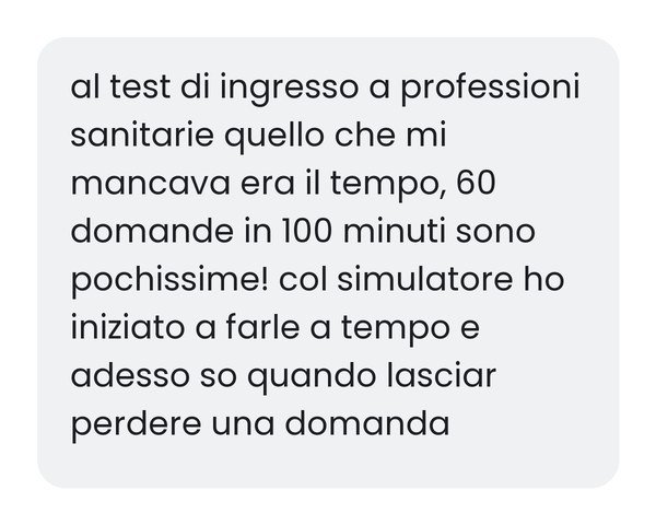 Messaggio di uno studente che sta preparando il test