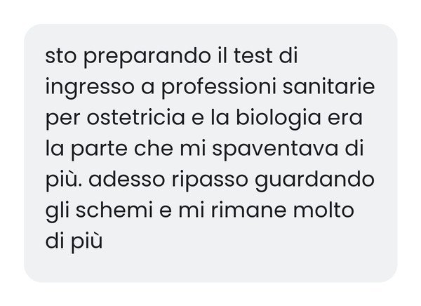 Messaggio di uno studente che sta preparando il test
