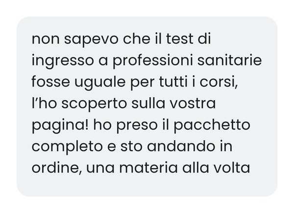 Messaggio di uno studente che sta preparando il test