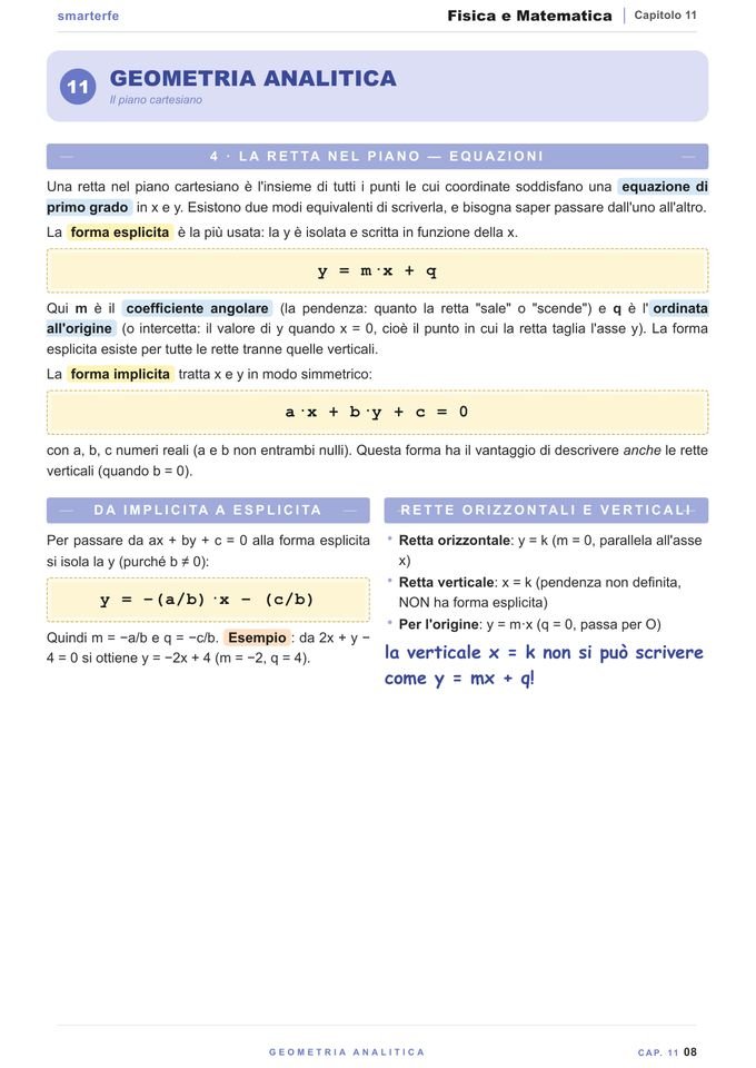 Pagina del Manuale di Fisica e Matematica: geometria analitica