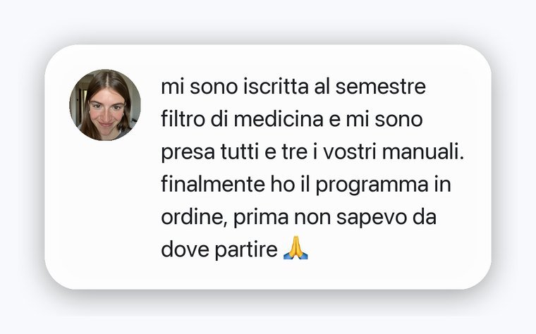 Messaggio di una studentessa iscritta al semestre filtro