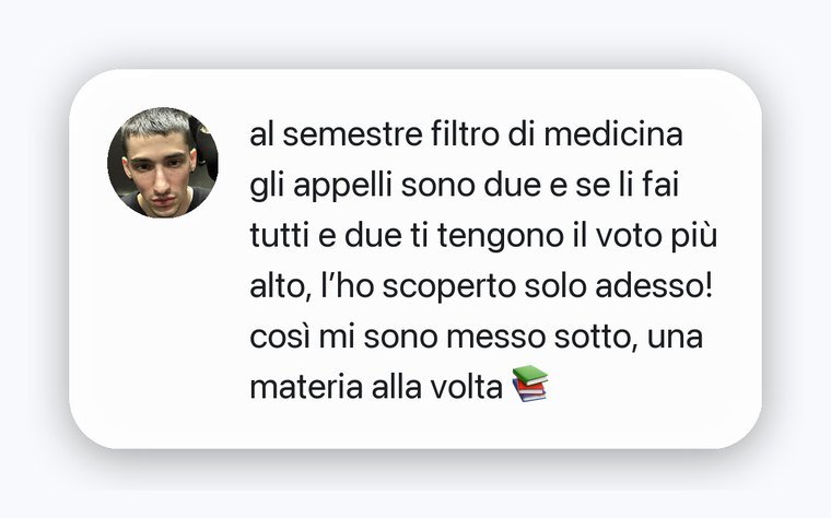 Messaggio di uno studente sui due appelli