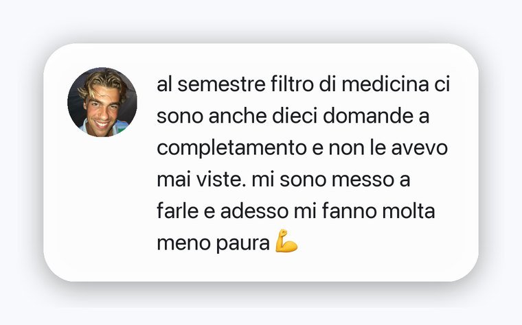 Messaggio di uno studente sulle domande a completamento